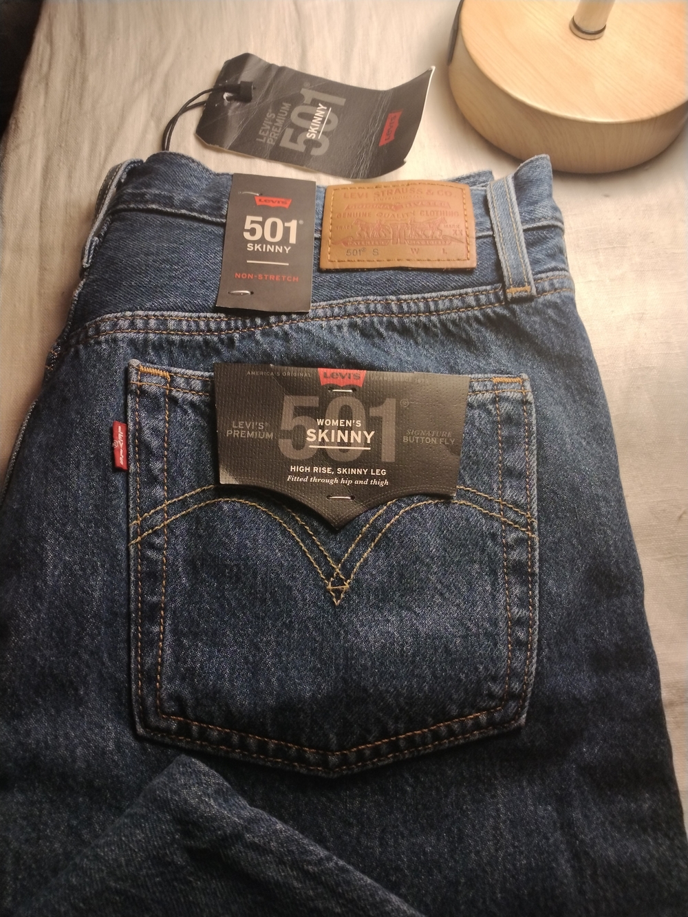 Levi's Women's Skinny Jeans - Blue with Orange Stitching - Medium/10